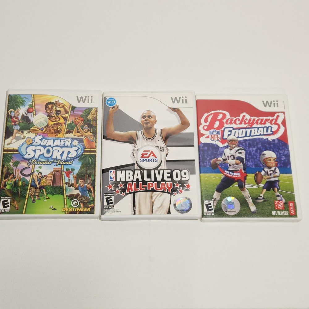 Lot Of 3 Nintendo Wii  Games Summer Sports/ NBA Live 09/ Backyard Football‎